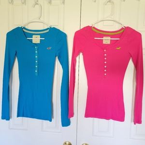 Hollister Ribbed Henley Tees